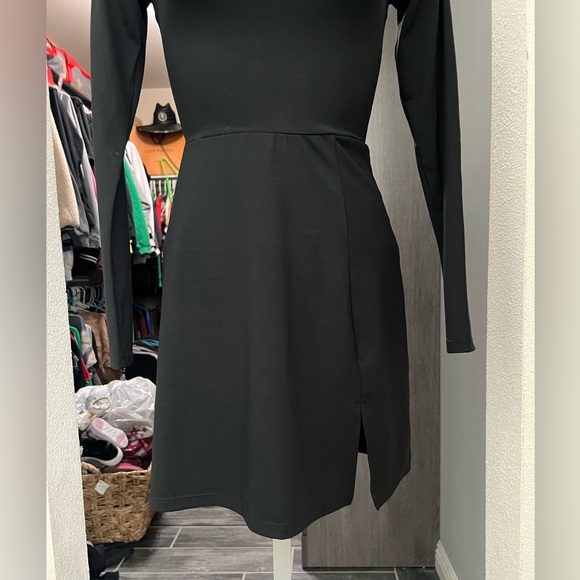 NWT QINSEN Black Square Neck Bodice Long Sleeve Dress - Picture 6 of 12